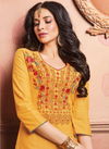 R STUDION TANUJA VOL-3 Fancy Ethnic Wear Flax Cotton Embroidery Kurti With Skirt Collection